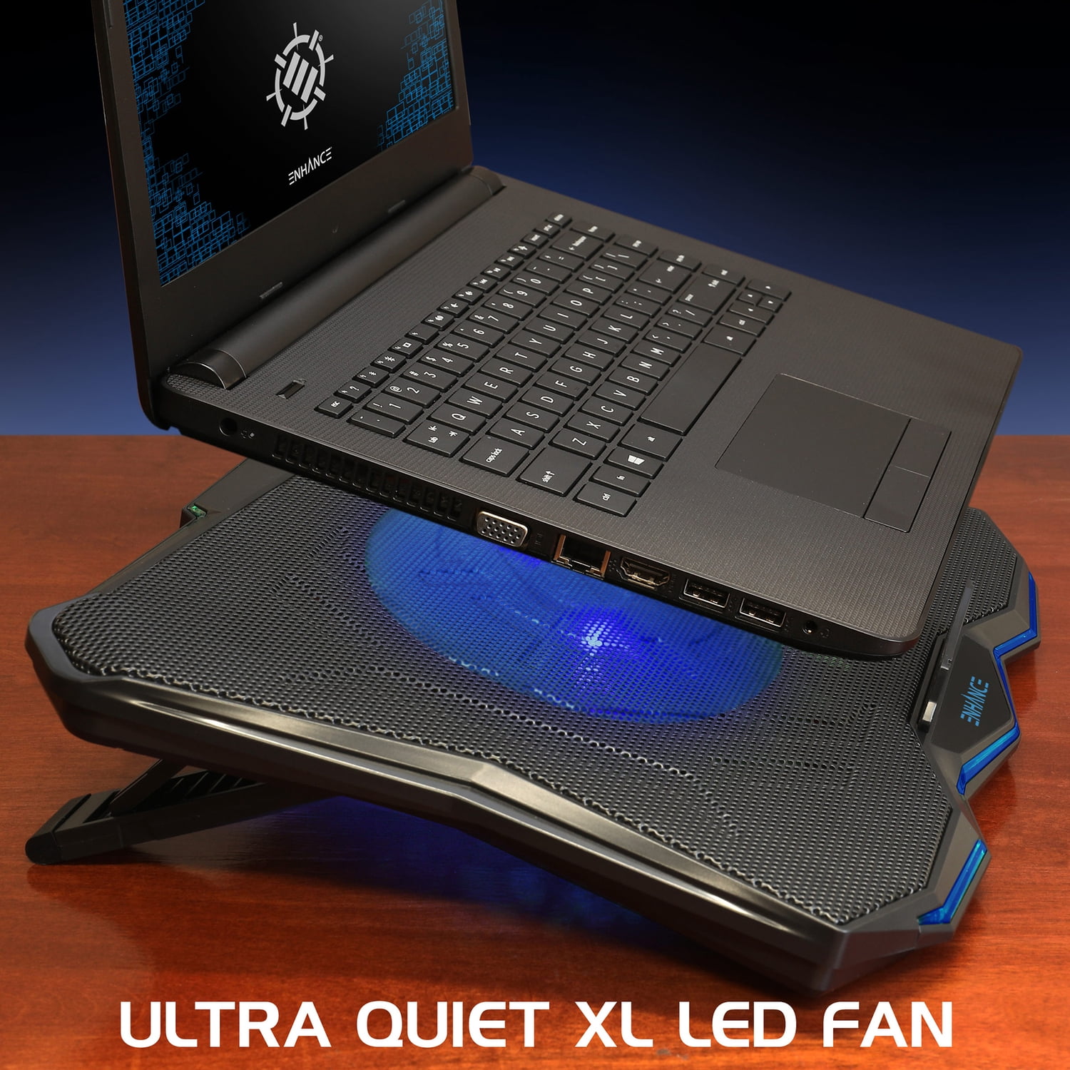 Enhance Cryogen 5 Laptop Cooling Pad (Blue) - Upto 17" Screen Size Notebook Support - 1 Fan(s) - 800 rpm - 471.3 gal/min - Metal Mesh - Blue