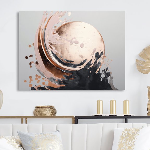 Designart "Boho Half Circles in Rose Gold III" Abstract Metal Wall Art Prints