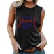 thumbnail image 1 of Gibobby Estación independiente Estilo europeo y americano Chaleco sin mangas Ropa de mujer Béisbol Impreso Camiseta suelta Casual Cuello redondo(Negro,M), 1 of 4