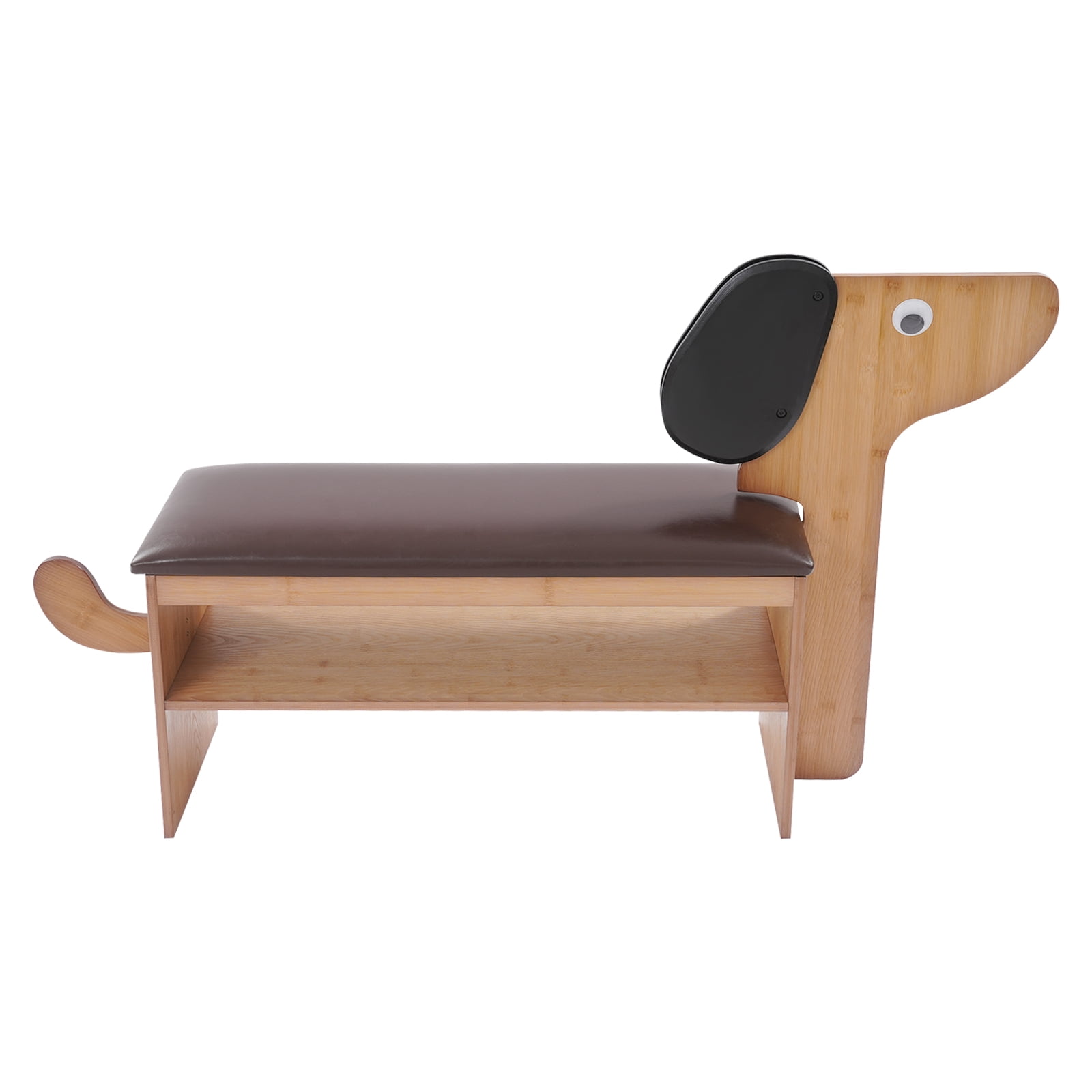 Cute Dog Shoes Rack Bench for Entryway, Shoe Rack Bench with Cushion（Dark Brown）