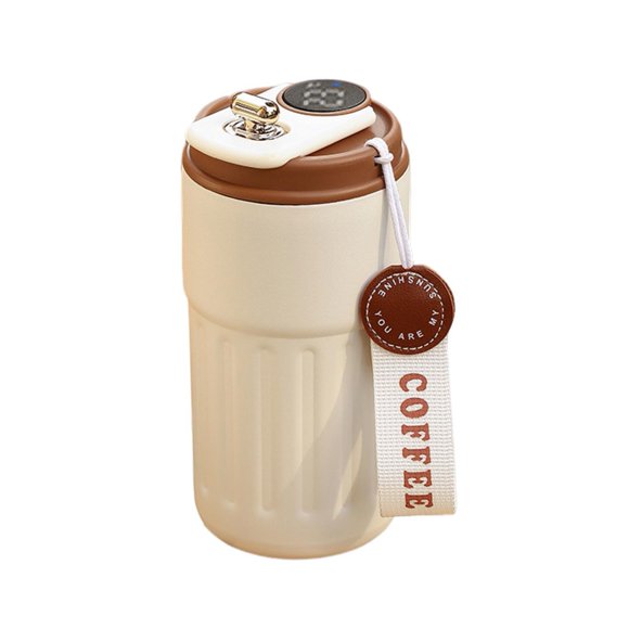 Insulated Drinkware with Temperature Gauge 450ml Thermal Cup with Leak-proof Lid Temperature Display Insulated Mug for Hot Beverages for Home