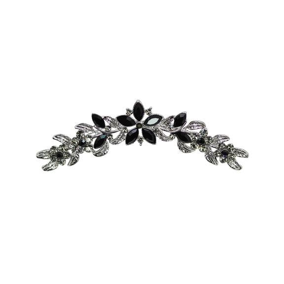Faship Gorgeous Black Rhinestone Crystal Floral Hair Comb