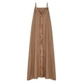 thumbnail image 5 of Efsteb Womens Solid Color V Neck Spaghetti Strap Maxi Dress Summer Casual Sleeveless Tank Dress Loose Beach Sundress with Pocket （Brown，XXXL）, 5 of 6
