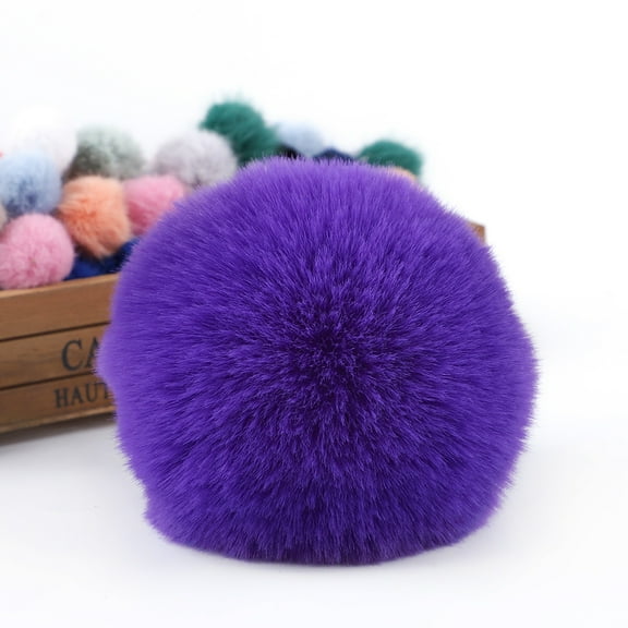 XmhyTop-A 10 Pcs Faux Fur Pom Pom Fluffy Balls,with Tiny Cord for Hat Shoes Hair Pins Earrings Necklace Accessories,3.9inch,Purple