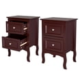 thumbnail image 3 of paproos Modern Bed Side Table Set of 2, Nightstand with with 2 Storage Drawers, Sofa Side Table for Living Room, Bedroom, Brown, 3 of 10