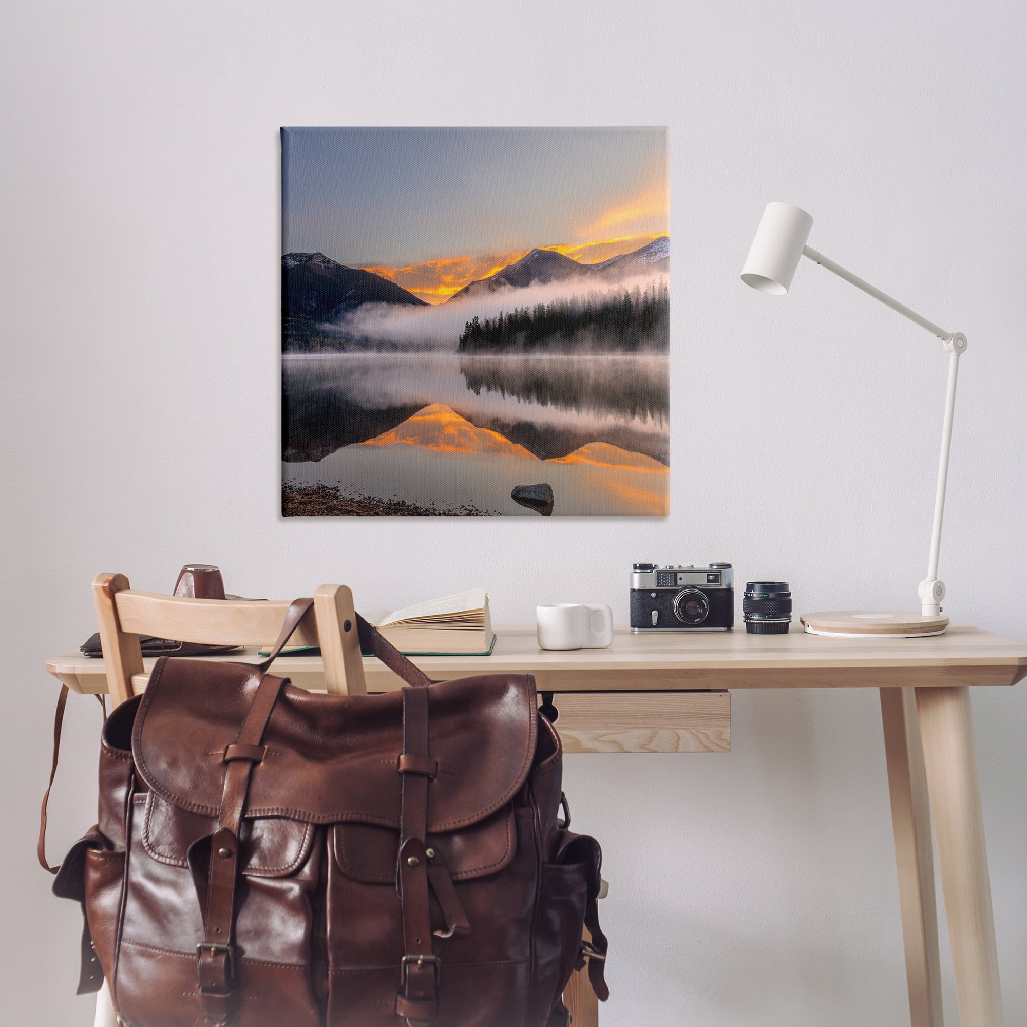 Stupell Industries Orange Sunset Lake Reflection Landscape & Nature Photography Wrapped Canvas Art Print Wall Art, 36 x 36