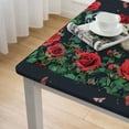 thumbnail image 4 of nygtbtfer  Fitted Tablecloth Elastic Edged Table Cover,Watercolor Skull Skeleton on Black  Wipeable Table Cloths for Kitchen Dining Party Fit up  Tables,Blossom Flower Mushroom, 4 of 7