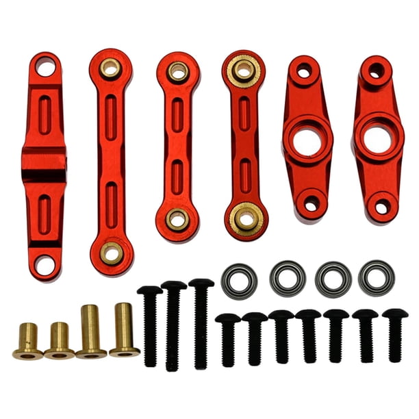 Juego de 6 varillas de tracción metálicas para coche RC todoterreno TT02 a escala 1:10 de alta velocidad. rojo