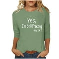 thumbnail image 3 of Jsaierl Tops for Women 3/4 Sleeve Summer Round Neck Shirts Cute Print Petite Blouses Work Dressy T-shirts Top S-5XL, 3 of 7
