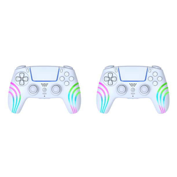 Controlador Juego Inalámbrico Compatible Con Dientes RGB Light Gamepad para PS4 () Azul Blanco