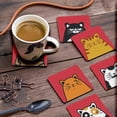 thumbnail image 3 of Inkdotpot Set of 6 Drink Coasters DecorativeNon,SlipCork Base4-inch Square PrintedCoastersEasy Clean- Cat, 3 of 8