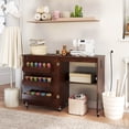 thumbnail image 2 of Costway Folding Sewing Table Rolling Craft Station with 3 Storage Bins & Charging Station Brown, 2 of 11
