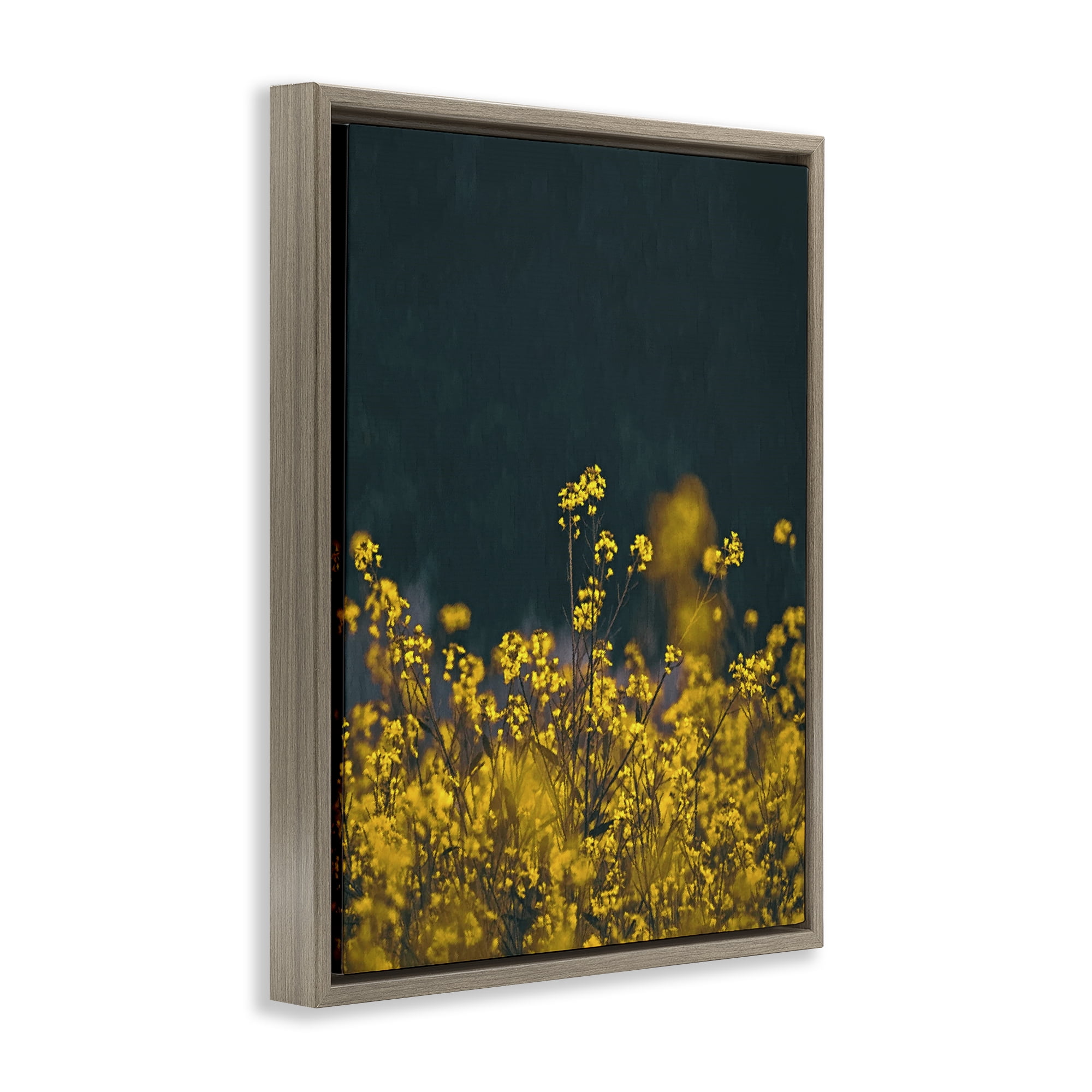 Stupell Industries Marigold Meadow Flowers Plants & Flowers Photography Brown Floater Framed Canvas Art Print Wall Art, 17 x 21