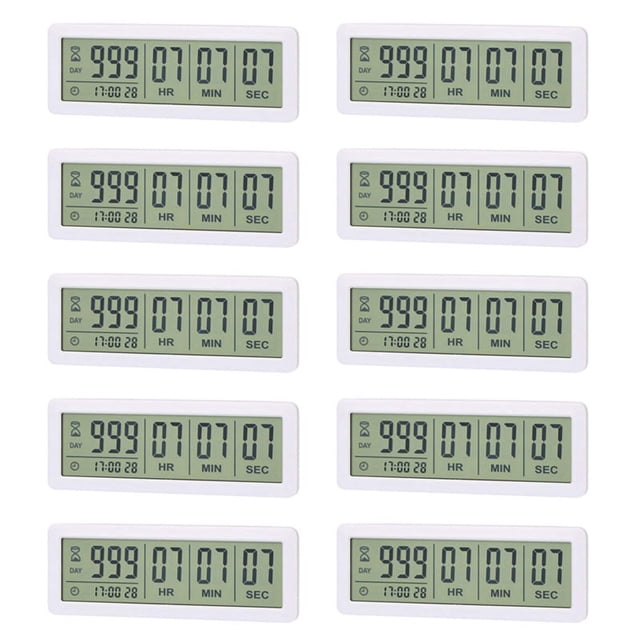 10X Big Digital Countdown Days Timer Clock - 999 Days Count Down Clock Timer for Graduation Lab Kitchen (White)