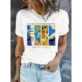 thumbnail image 2 of Vibrant Abstract Art Print Women's Short Sleeve Crew Neck T-Shirt for Summer & Spring, Casual Fashion Top with Unique Design, 2 of 8
