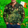 thumbnail image 2 of Men's St Patrick's Day Half Zip Sweatshirt Long Sleeve Clover Graphic Pullover, 2 of 5