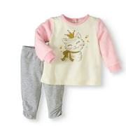 Newborn Baby Girl Minky & Fleece Tunic and Legging Outfit Set