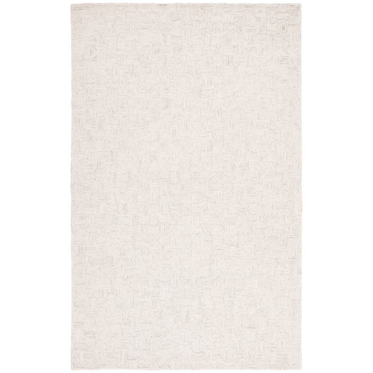 SAFAVIEH Micro-Loop Charlotte Geometric Solid Wool Area Rug, Light Grey/Ivory, 4' x 6'
