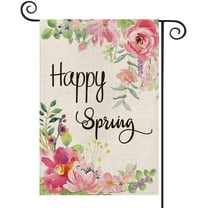 AVOIN Happy Spring Pink Peony Flower Garden Flag Vertical Double Sized, Seasonal Spring Yard Outdoor Rectangle Decoration 12.5 x 18 inch