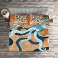 thumbnail image 2 of Ambesonne Octopus Quilted Coverlet 3 Pcs, Oceanic Animal Cartoon, King Size, Orange Blue, 2 of 2