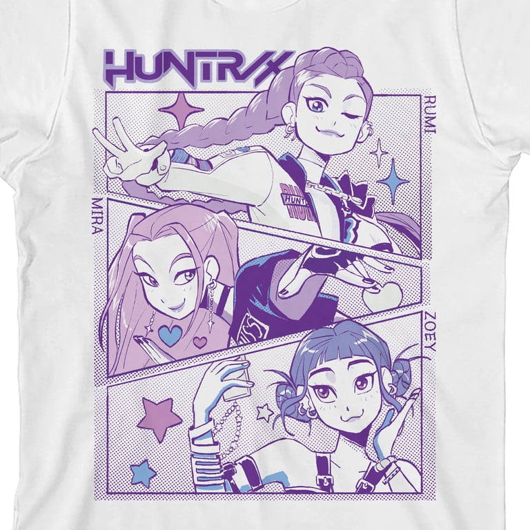 KPOP DEMON HUNTERS, Youth T-shirt, Huntrx White Crew Neck, Size