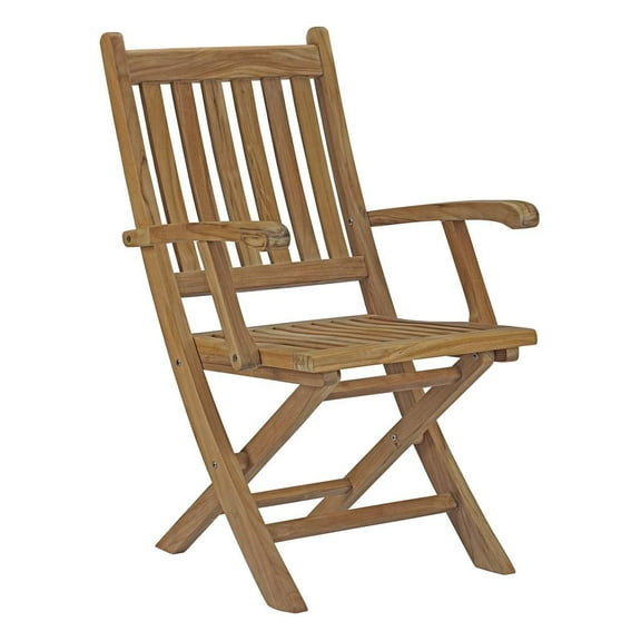 Modway Marina Outdoor Patio Teak Folding Armchair in Natural