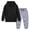 #164-Black, variant on AUNVITO 12M-11Y Kids Casual Hooded Sweatshirt & Sweatpants Set Color Block Cotton Loose Fit Comfy Unisex Outfit