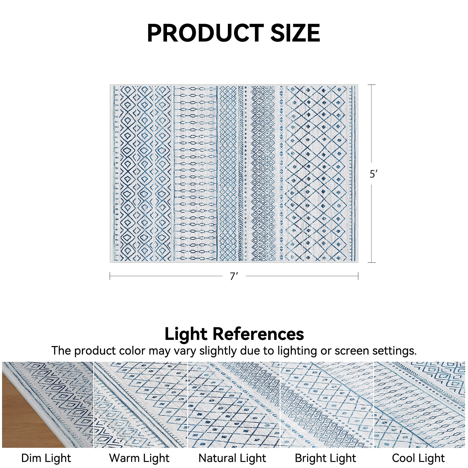 CHITOOMA 5'x7' Area Rugs for Living Room, Washable Rugs Print Pattern Boho Soft Geometric Bohemian Carpet Indoor Rug for Bedroom Dining Room Office Nonslip Foldable Rug