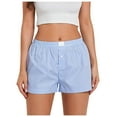 thumbnail image 1 of Pantalones cortos boxer con estampado de rayas suaves para mujer: cintura elástica, ligeros para la playa, fiestas en casa o yoga. Tallas S-XXL., 1 of 6