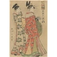 thumbnail image 2 of Kitagawa Utamaro 13x18 Gold Ornate Wood Frame and Double Matted Museum Art Print Titled - Courtesan Passing Through Street, Accompanied by Servant (Late 18th Century - Ca. 1806), 2 of 4