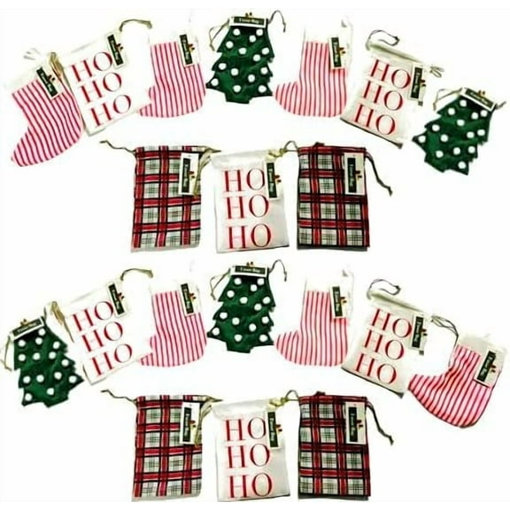 Christmas Party Favor Bags Drawstring 20 Count 7.5" x 5"