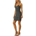 thumbnail image 4 of Allegra K Glitter Ruched Dress for Women's Spaghetti Straps  Clubwear Party Bodycon Dresses, 4 of 5