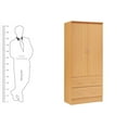 thumbnail image 3 of Hodedah 2 Door Armoire with 2 Drawers and Clothing Rod in Beech, 3 of 6