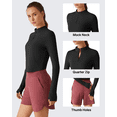 thumbnail image 5 of G4Free Lightbreeze Women's UPF 50+ Sun Shirts Long Sleeve Crop Workout Tops Thumbholes Mock Neck Quater Zip Tees Running, 5 of 7