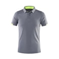 thumbnail image 2 of Sinleey Mens Quick Dry Short Sleeve T-shirt Contrast Color Turn-Down Collar Buttons Shirts for Tennis Gray 4XL, 2 of 3