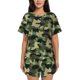 thumbnail image 1 of Fotbe Camouflage Dinosaur Conjunto de Pijama Estampado para Mujer, 2 Piezas, Ropa de Dormir con Camiseta de Manga Corta y Shorts Suaves-X-Large, 1 of 6
