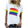 thumbnail image 1 of Blusas para Mujeres Casual, Estampado de Manga Corta Cuello Redondo Top Hecho de 95% Poliéster 5% Spandex para el Uso Diario de Verano, Tops Cortos para Mujeres, 1 of 4