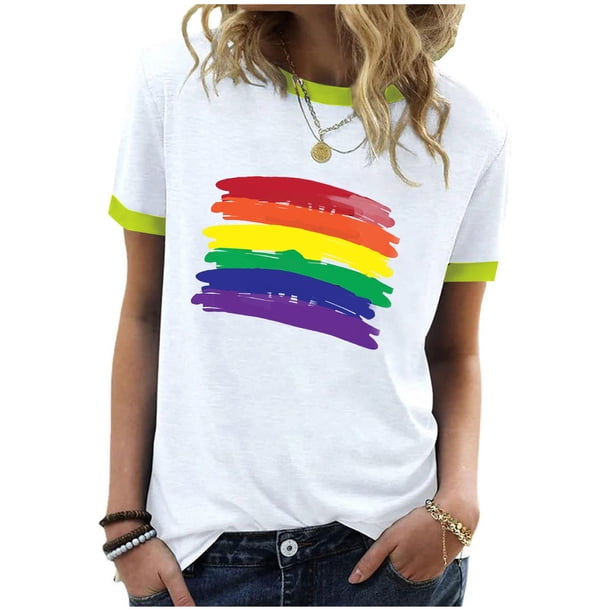 Blusas para Mujeres Casual, Estampado de Manga Corta Cuello Redondo Top Hecho de 95% Poliéster 5% Spandex para el Uso Diario de Verano, Tops Cortos para Mujeres