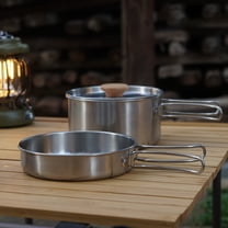 Milisten Folding Handle Cooking Pot Professional Camping Cookware Silver 1 Set 15.00X15.00X8.00CM