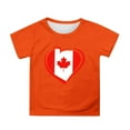 thumbnail image 1 of NINGMENG Hauts et T-Shirts pour Filles, Imprimé Canada, Col Rond, Manches Courtes, Coupe Décontractée, Basique, Chandail, Orange, 3-4 Ans, 1 of 4