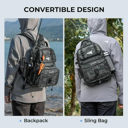 BaitSpace Fishing Sling Bag - Black Camo Large (with 2 3600 Tackle Boxes)