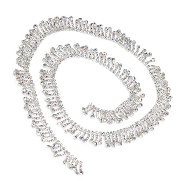 Collar con borlas de diamantes de imitación, cadena con borlas de diamantes de imitación, collar con borlas de diamantes de imitación con forma redonda, cadena con flecos de diamantes de imitación de