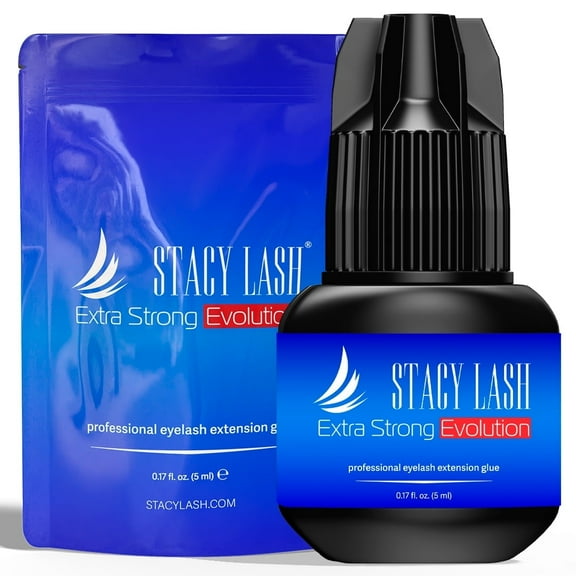 Stacy Lash Extra Strong Evolution Adhesive (0.17 fl.oz / 5 ml) / Black Cyanoacrylate Eyelash Extension Glue / Fast Drying Formula / Professional Use Only
