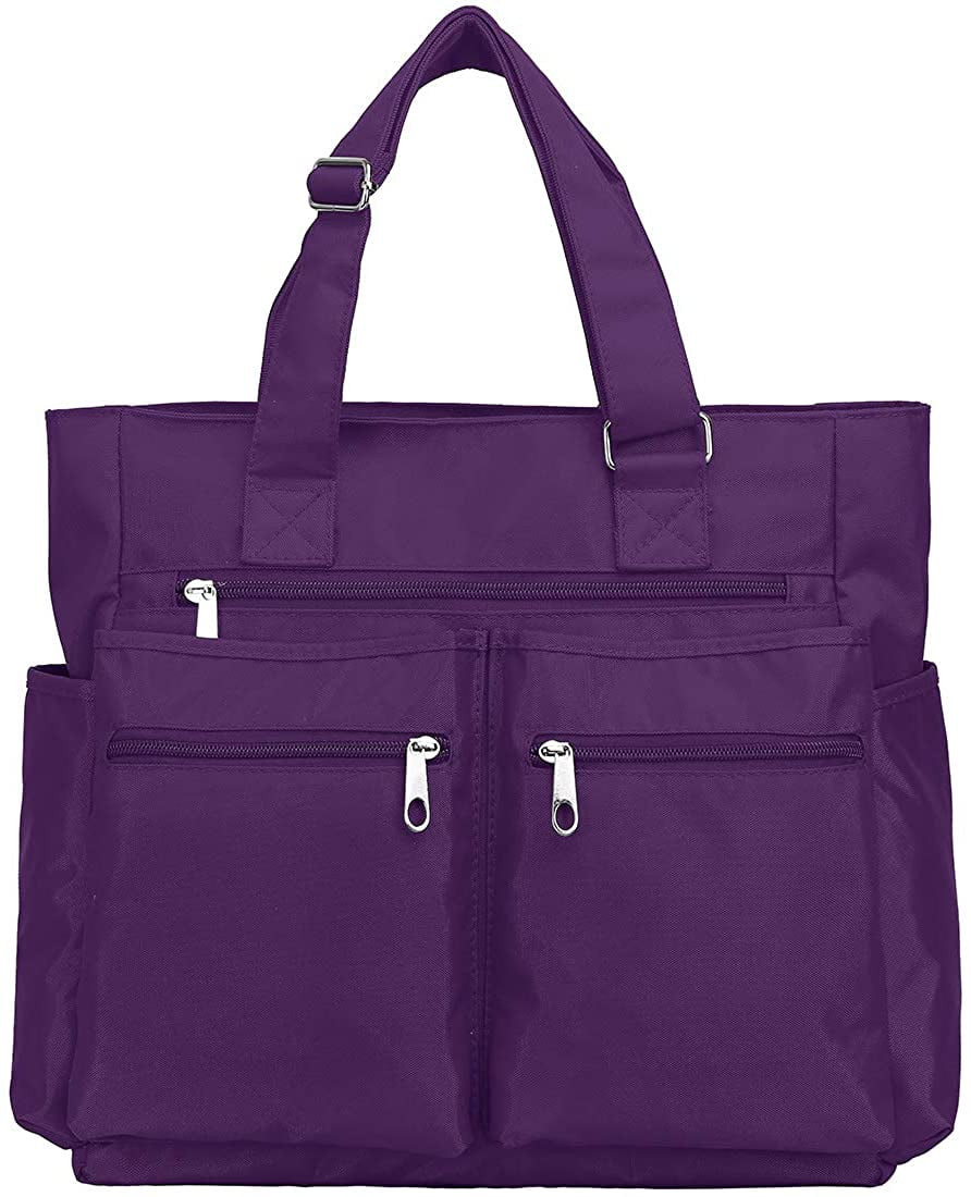 Asge Canvas Tote Bag Waterproof Nylon Multi Pocket Shoulder Bags Laptop