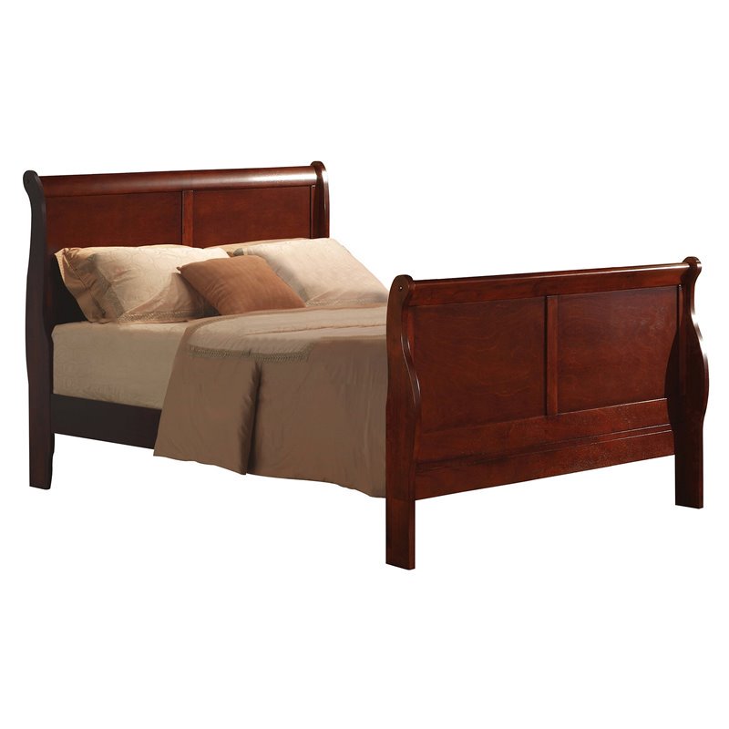 Bowery Hill Traditional Wood Sleigh Twin Bed in Cherry