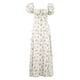 thumbnail image 1 of Dinheiro Vestido floral con cuello cuadrado para mujer, mangas abullonadas, cintura alta, S,, 1 of 8