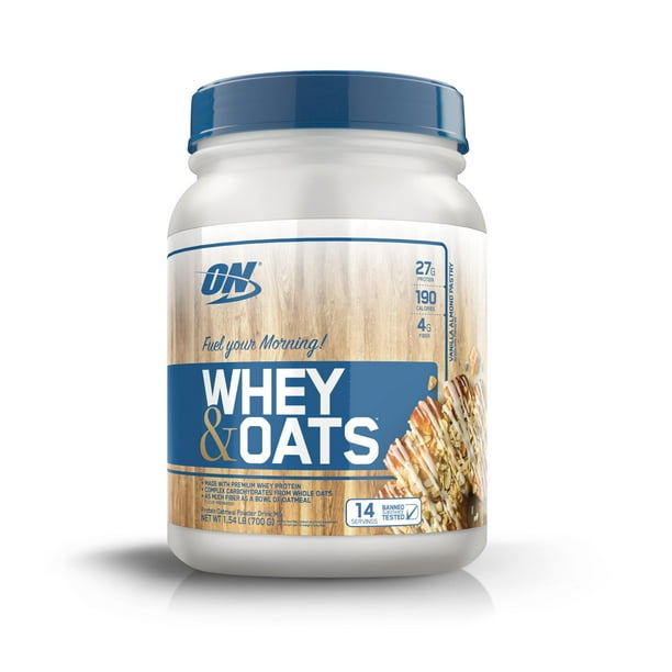 Optimum Nutrition Whey & Oats Protein Powder, Vanilla Almond Pastry, 27g Protein, 1.54 Lb