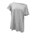 thumbnail image 6 of XFLWAM Womens Off Shoulder Tops Casual Summer Loose Batwing Button Down Short Sleeve Shirt Tunic Blouse Gray XL, 6 of 8
