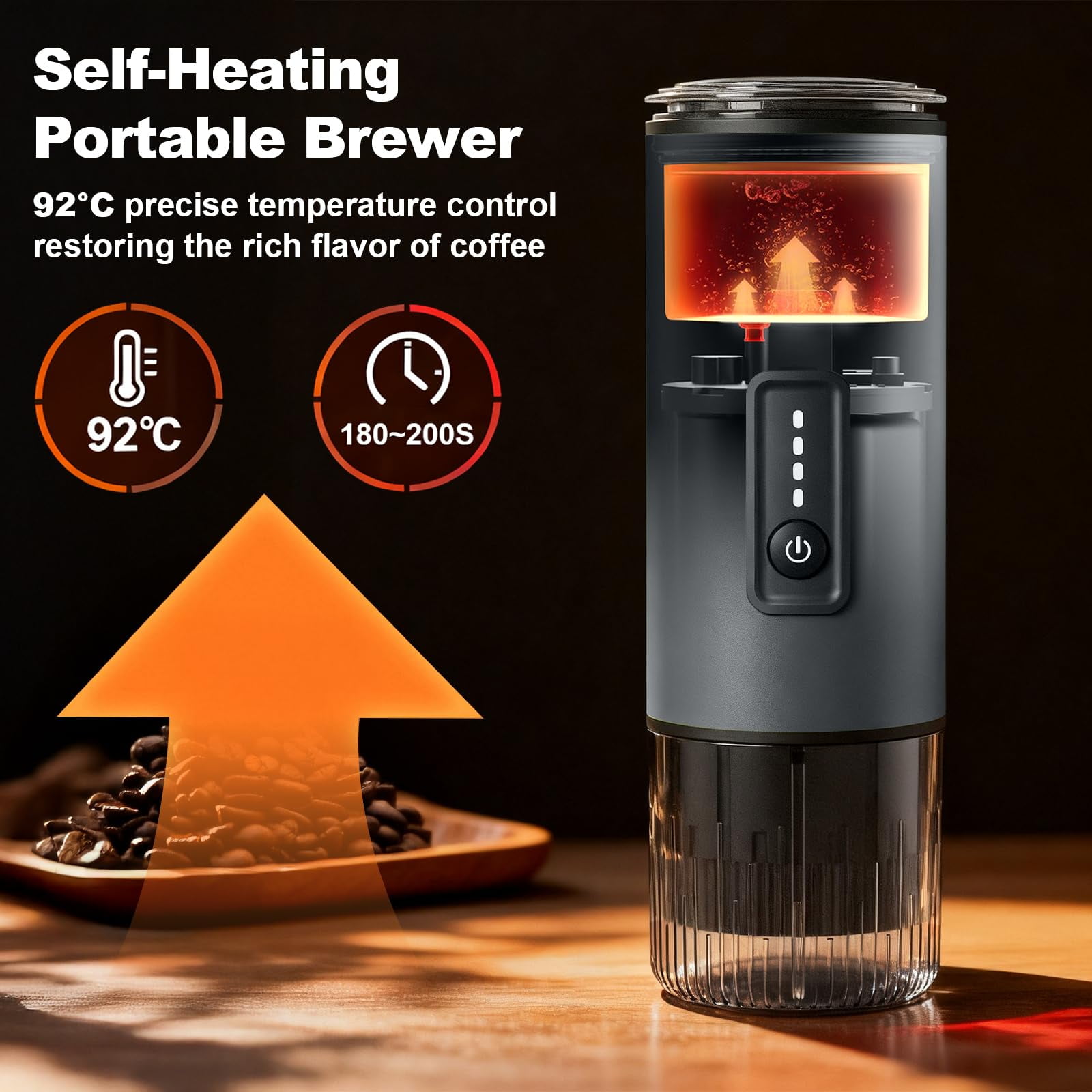 GVODE Portable Espresso Machine, Self-Heating 3-in-1 Portable Coffee Maker, 20 Bar Electric Travel Espresso Maker for Capsules & Ground Coffee, Gray