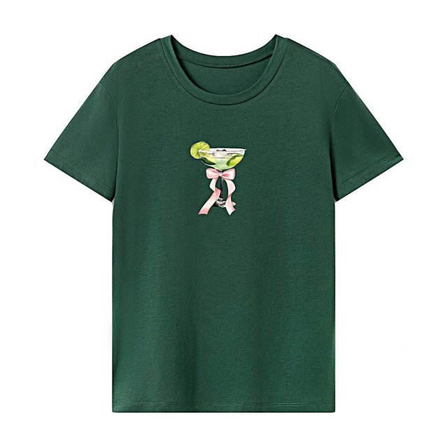 Camiseta de verano con cuello redondo para mujer, camisetas de verano para mochilero, compras y vacaciones L